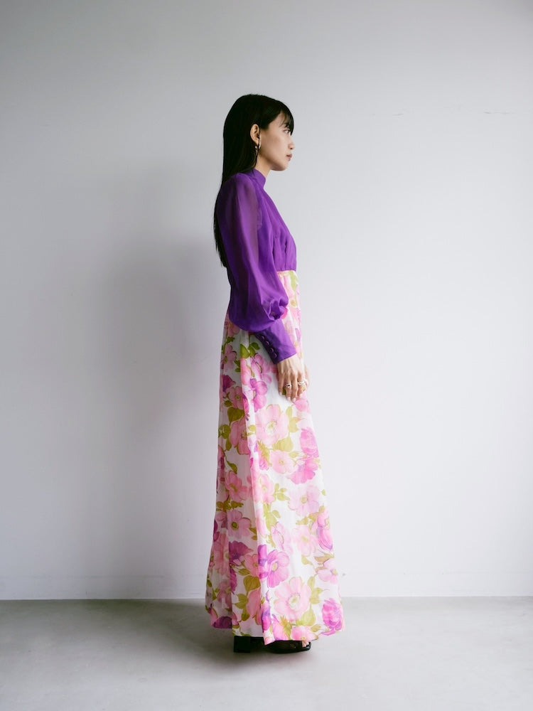 70s Purple Flower Dress