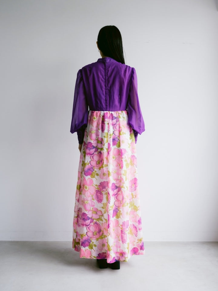 70s Purple Flower Dress