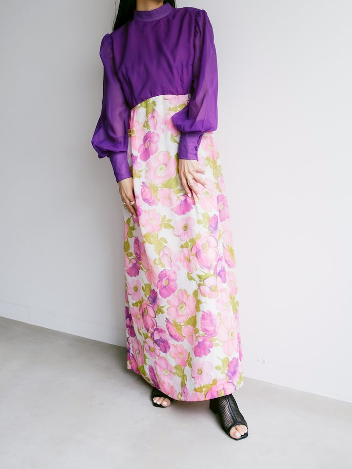 70s Purple Flower Dress