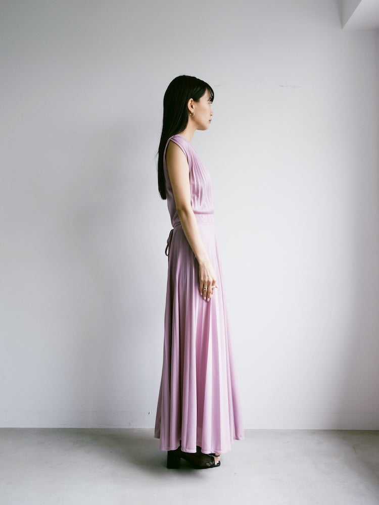 Sleeveless Pleats Lavender Dress