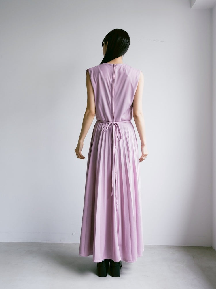 Sleeveless Pleats Lavender Dress