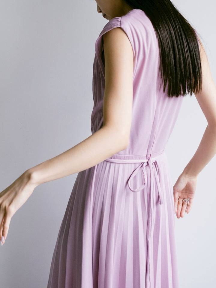 Sleeveless Pleats Lavender Dress