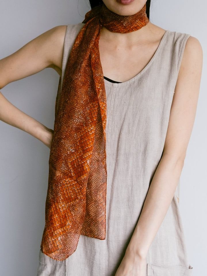 Vintage Scarf / Orange Python
