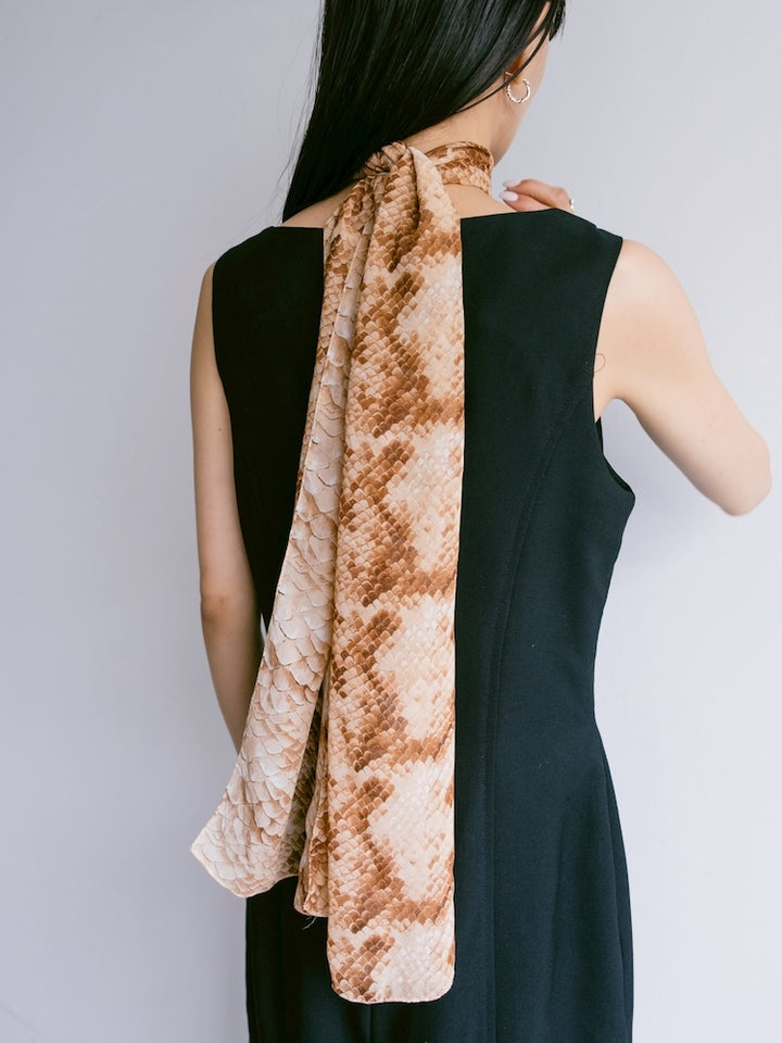 Vintage Scarf / Beige Python