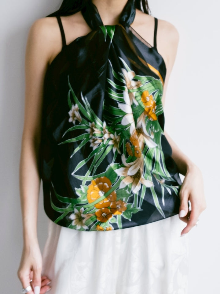 Vintage Scarf / Stripe Flower