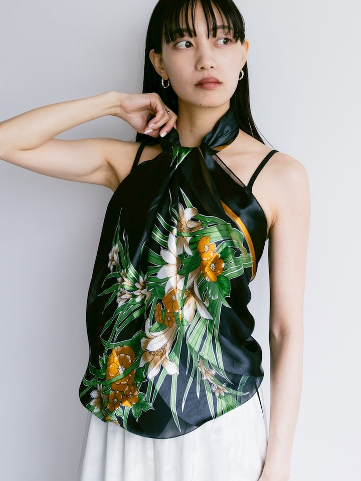 Vintage Scarf / Stripe Flower