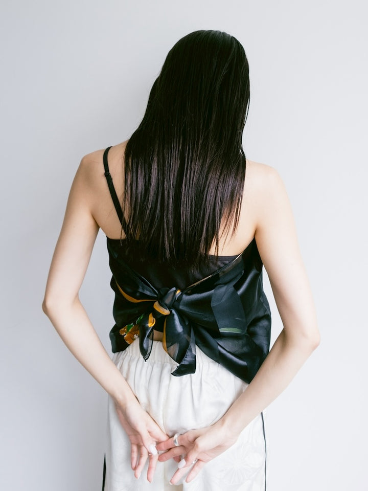 Vintage Scarf / Stripe Flower