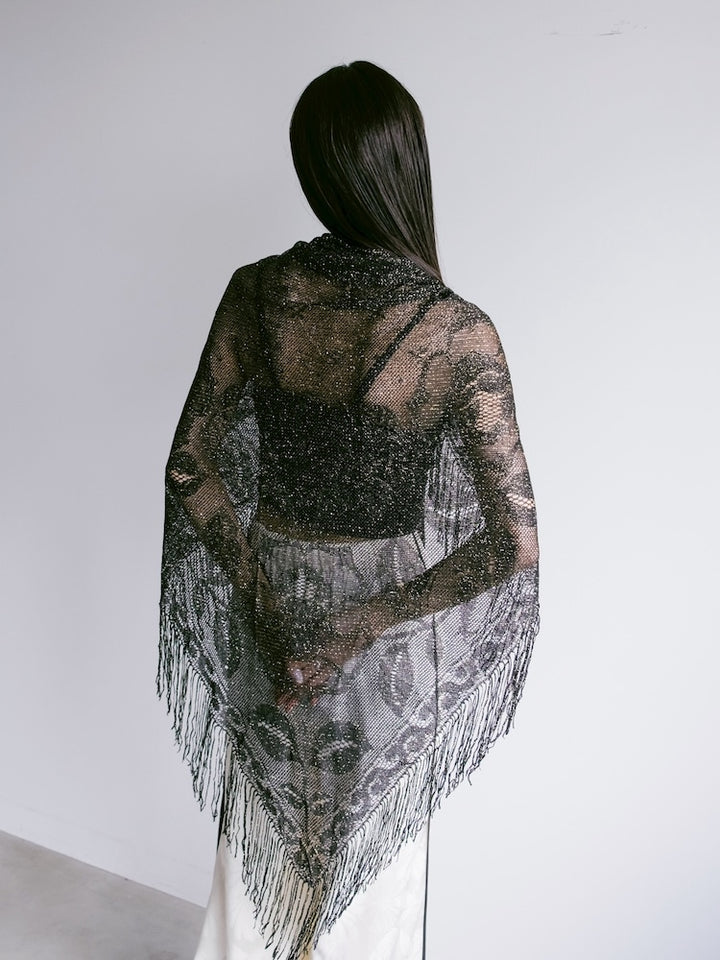 Vintage Scarf / Lame Fringe