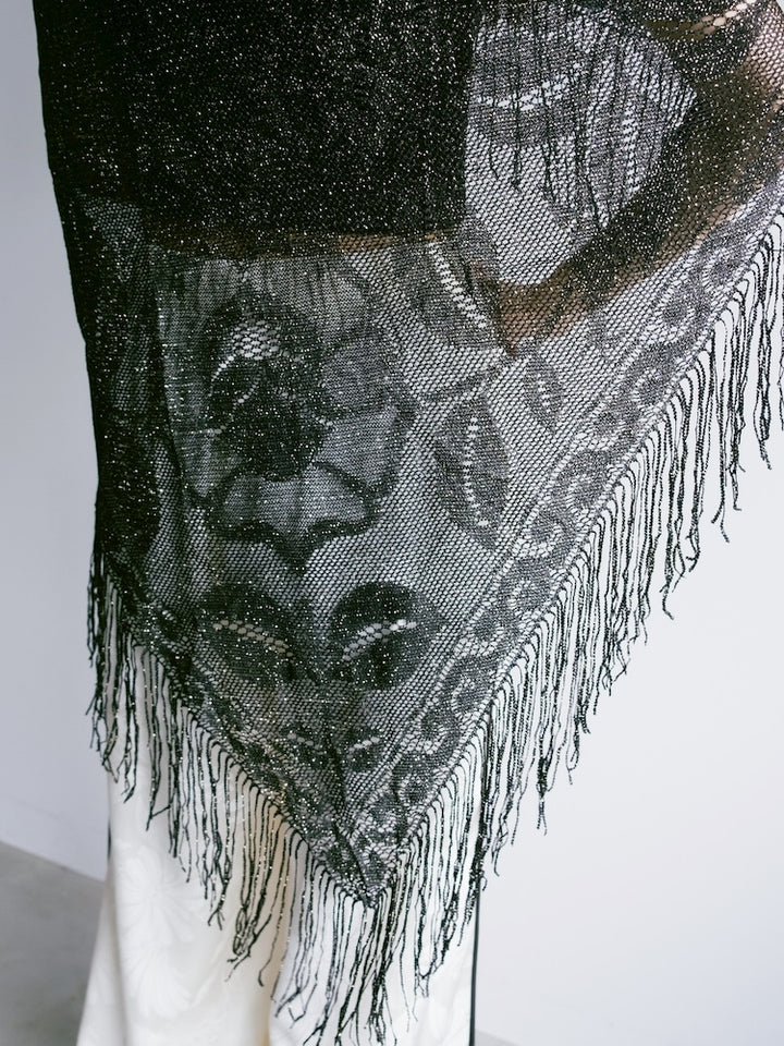 Vintage Scarf / Lame Fringe