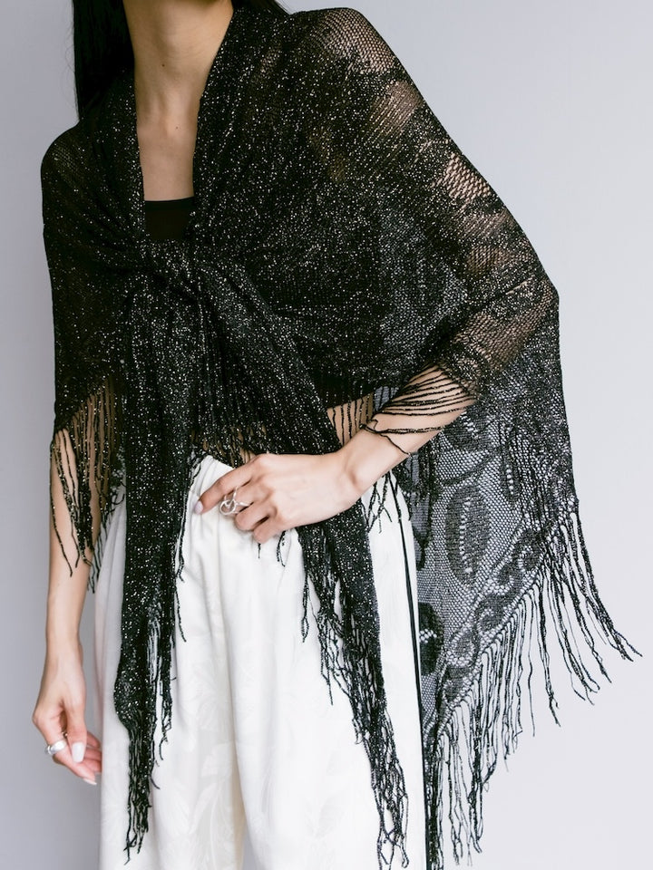 Vintage Scarf / Lame Fringe