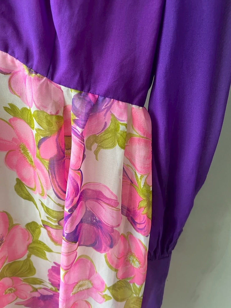 70s Purple Flower Dress