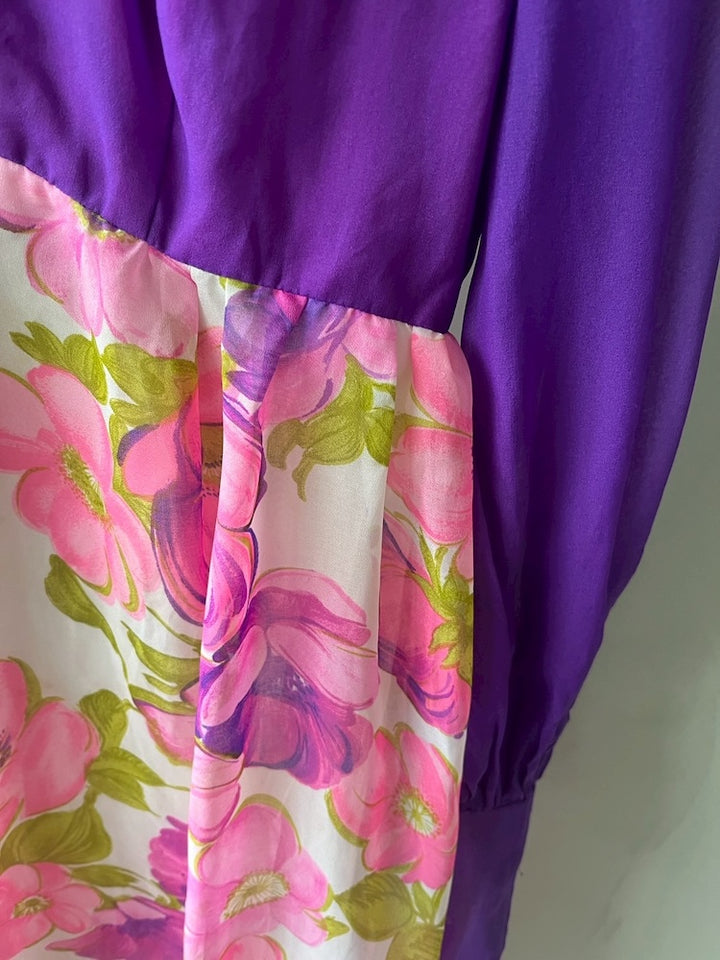 70s Purple Flower Dress