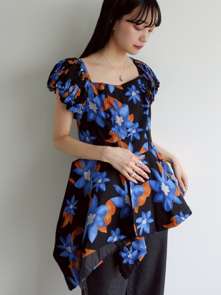 Asymmetry Batik Tunic Top