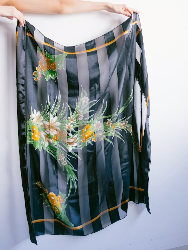 Vintage Scarf / Stripe Flower