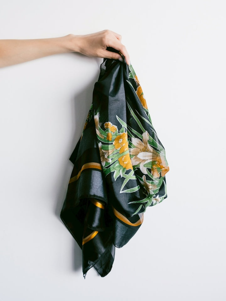 Vintage Scarf / Stripe Flower