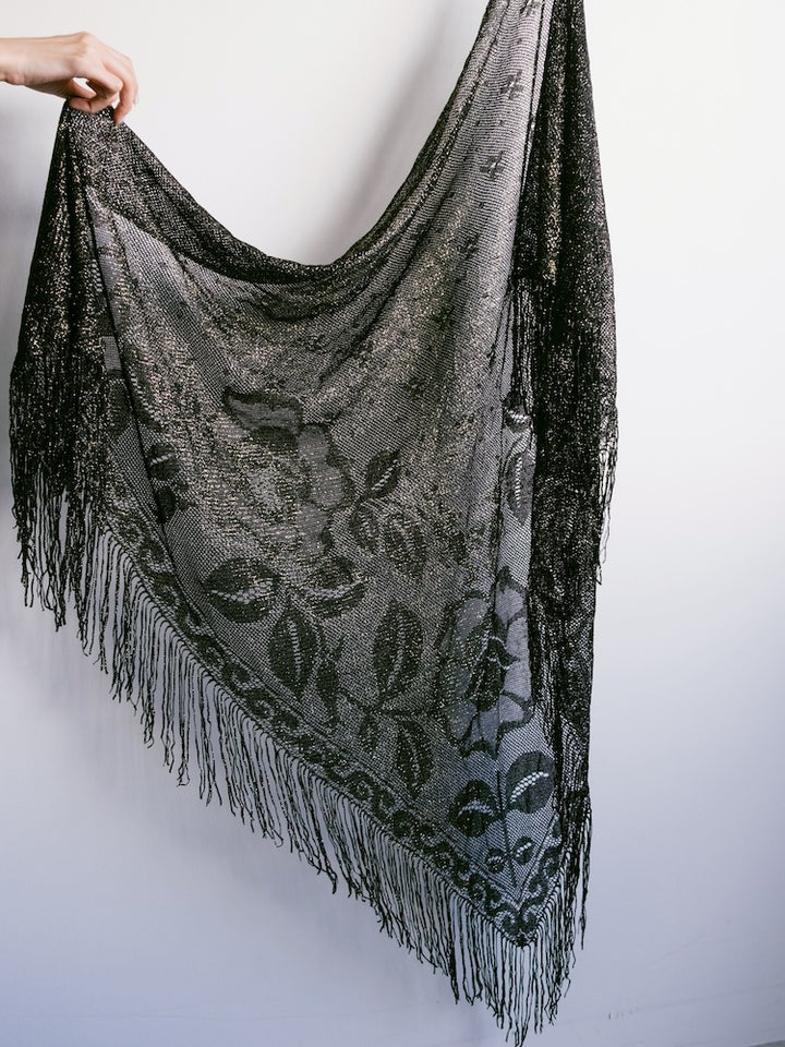 Vintage Scarf / Lame Fringe
