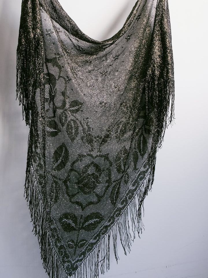 Vintage Scarf / Lame Fringe