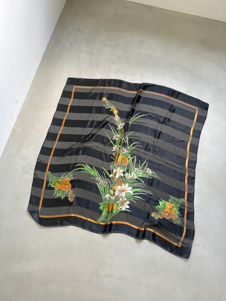 Vintage Scarf / Stripe Flower