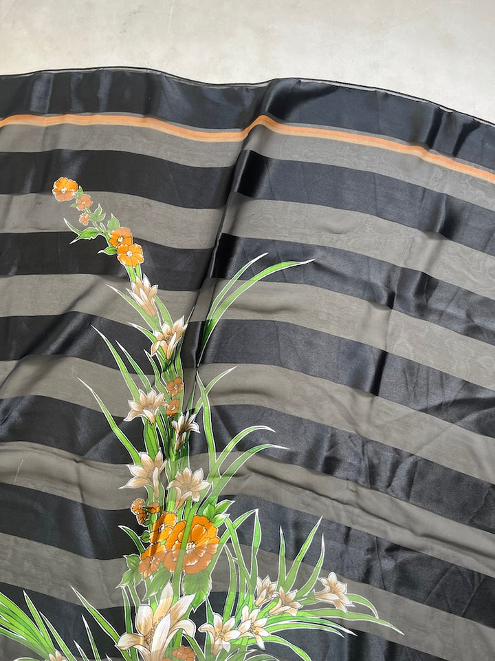 Vintage Scarf / Stripe Flower