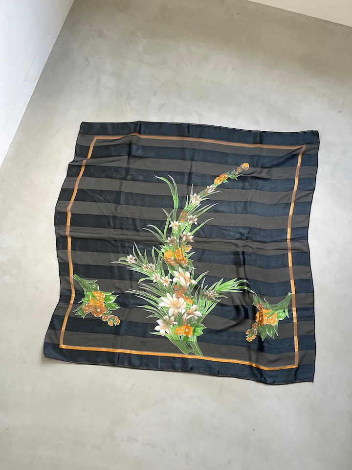 Vintage Scarf / Stripe Flower