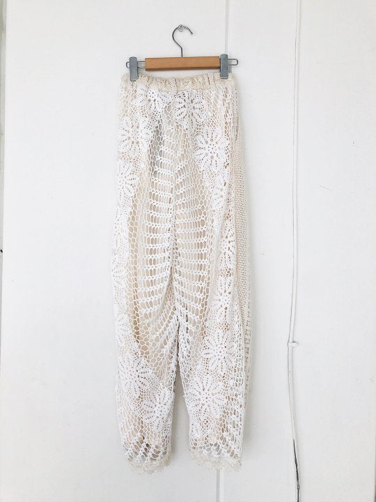 Patchwork Lace Pants / White3