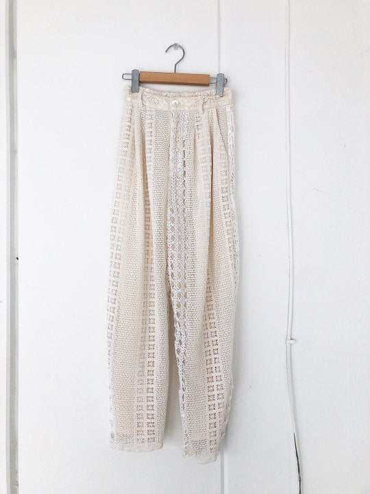 Patchwork Lace Pants / White3