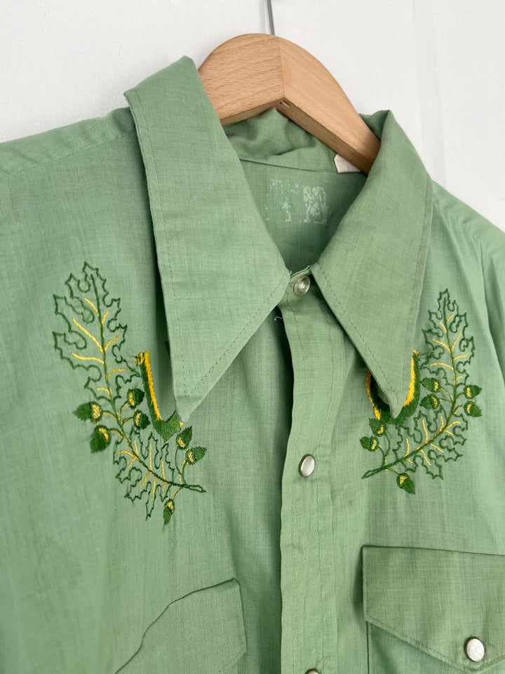 70s Leaf Embroidery Western Shirts