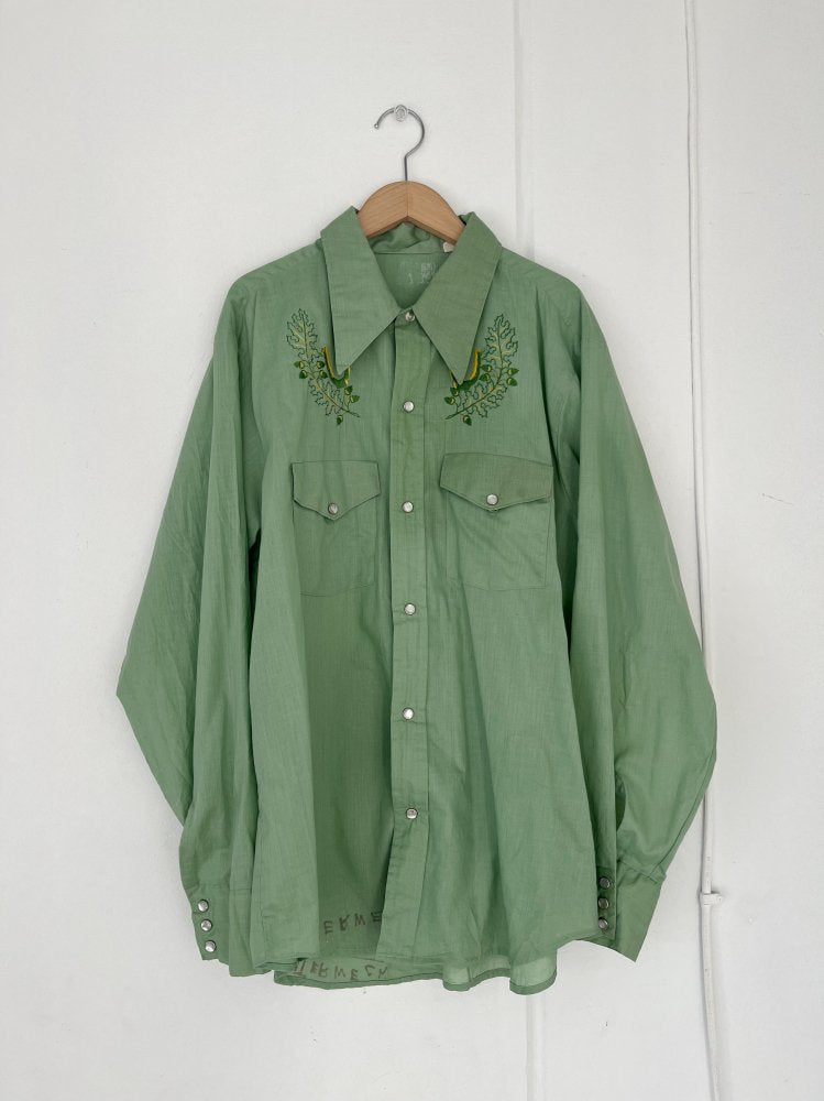 70s Leaf Embroidery Western Shirts