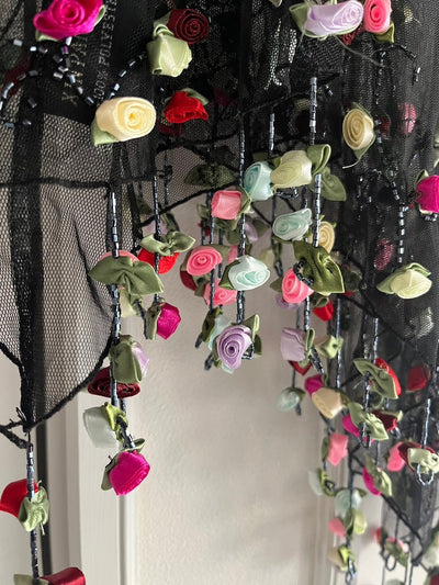 Rose Decoration Tulle Poncho