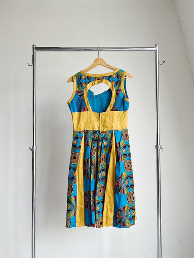 Back Open Batik Midi Dress
