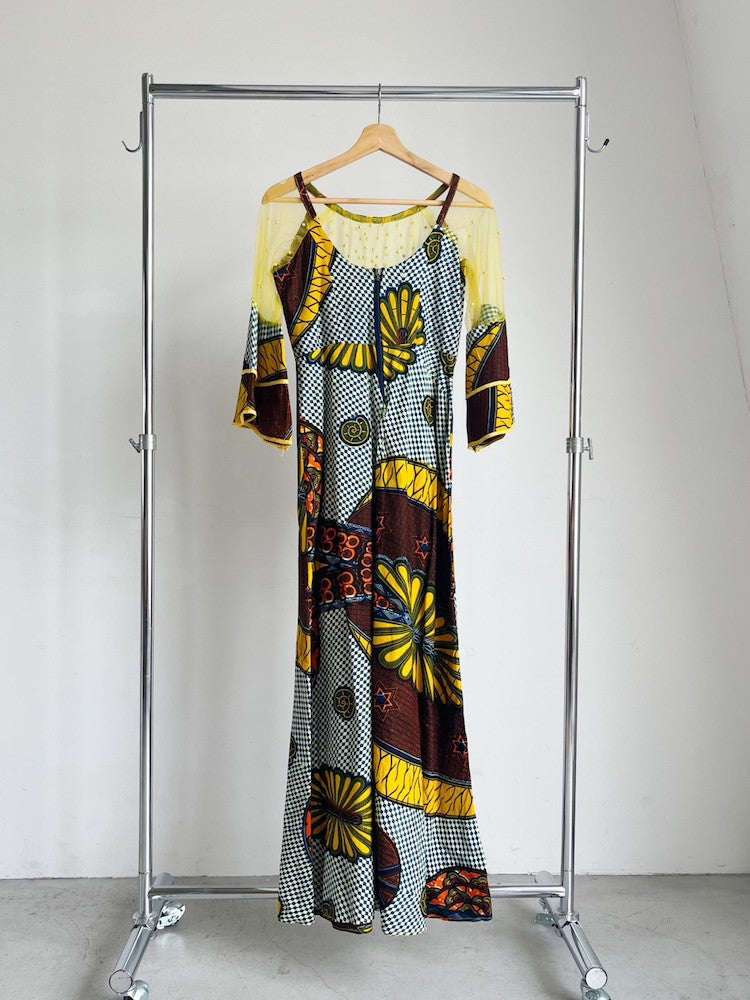 Sheer Docking Batik Dress