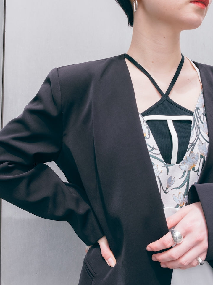 Collarless Plain Jacket